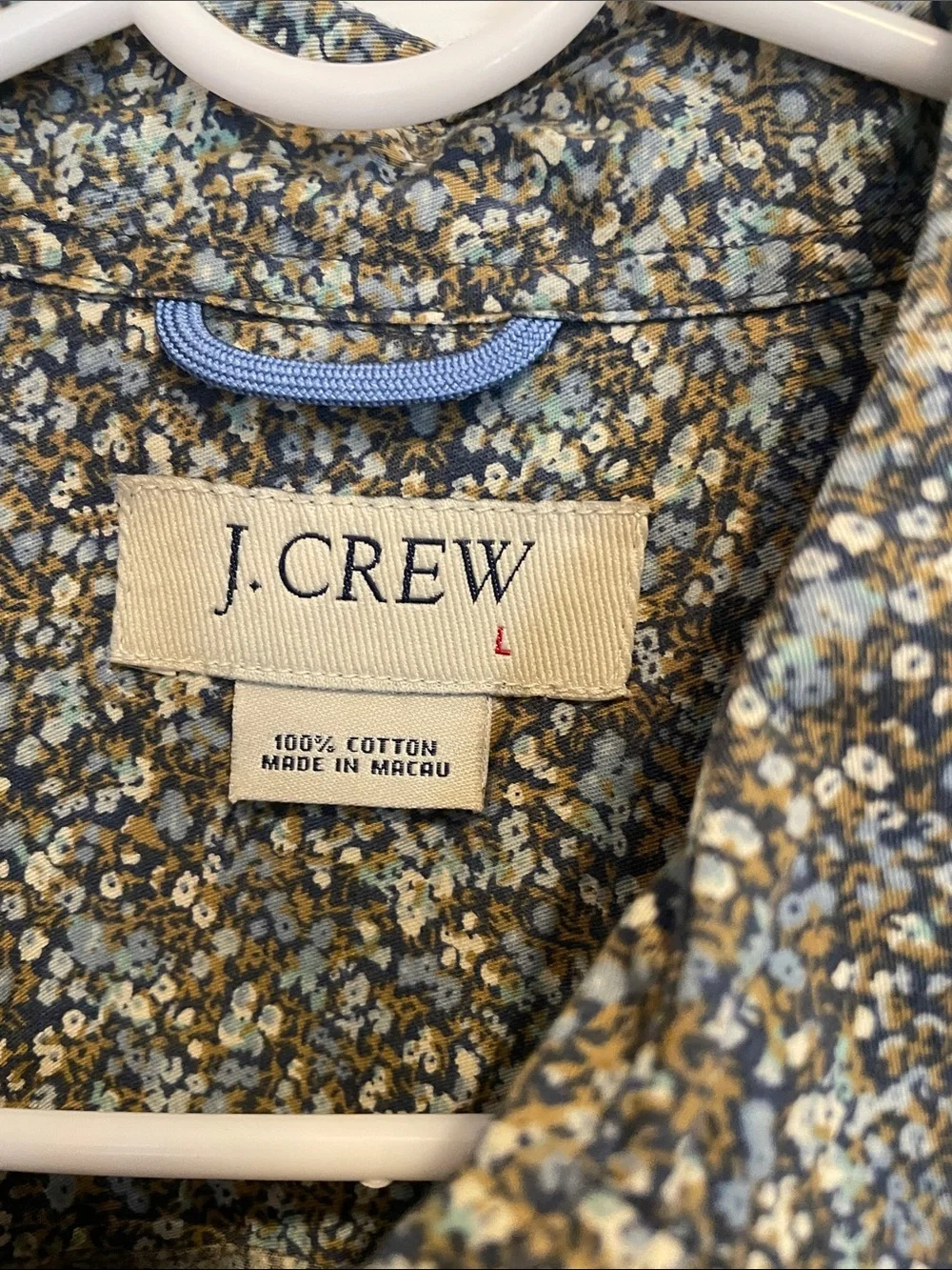 J. Crew Men's Small Floral Print Button-Up Shirt in Gray and Blue